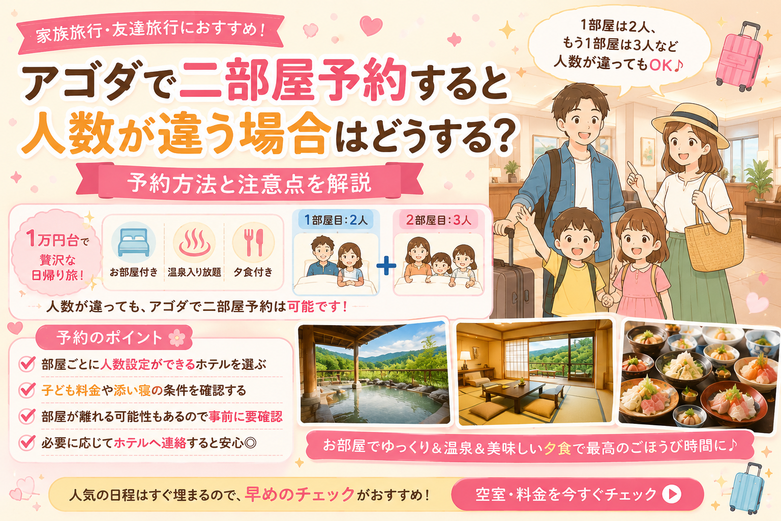 agoda　二部屋予約　人数違う