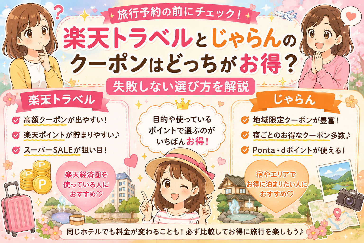 楽天トラベル　じゃらん　クーポン　比較