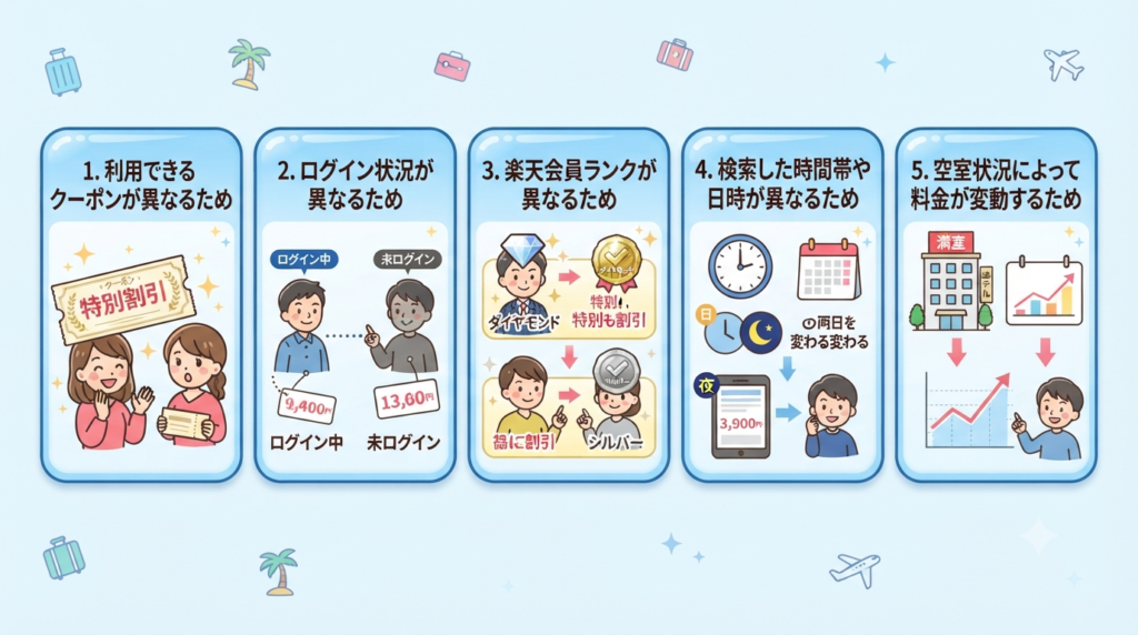 楽天トラベル 人によって値段違う